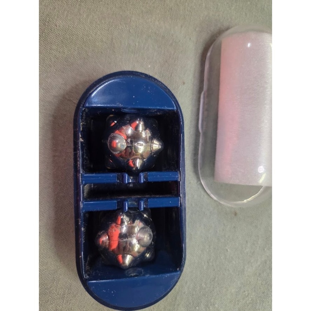 Vintage Magnetic Acupressure Massage Balls Silver Spiky Stress Relief Magboy